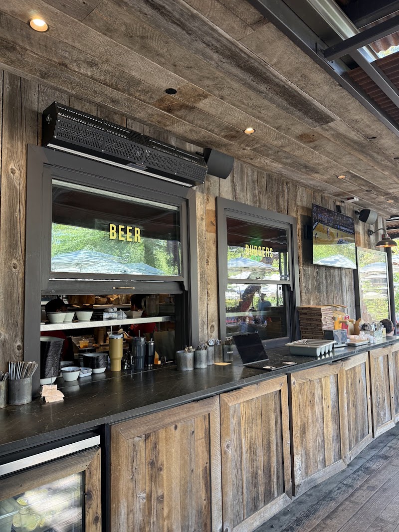 Rustic beer and burgers counter