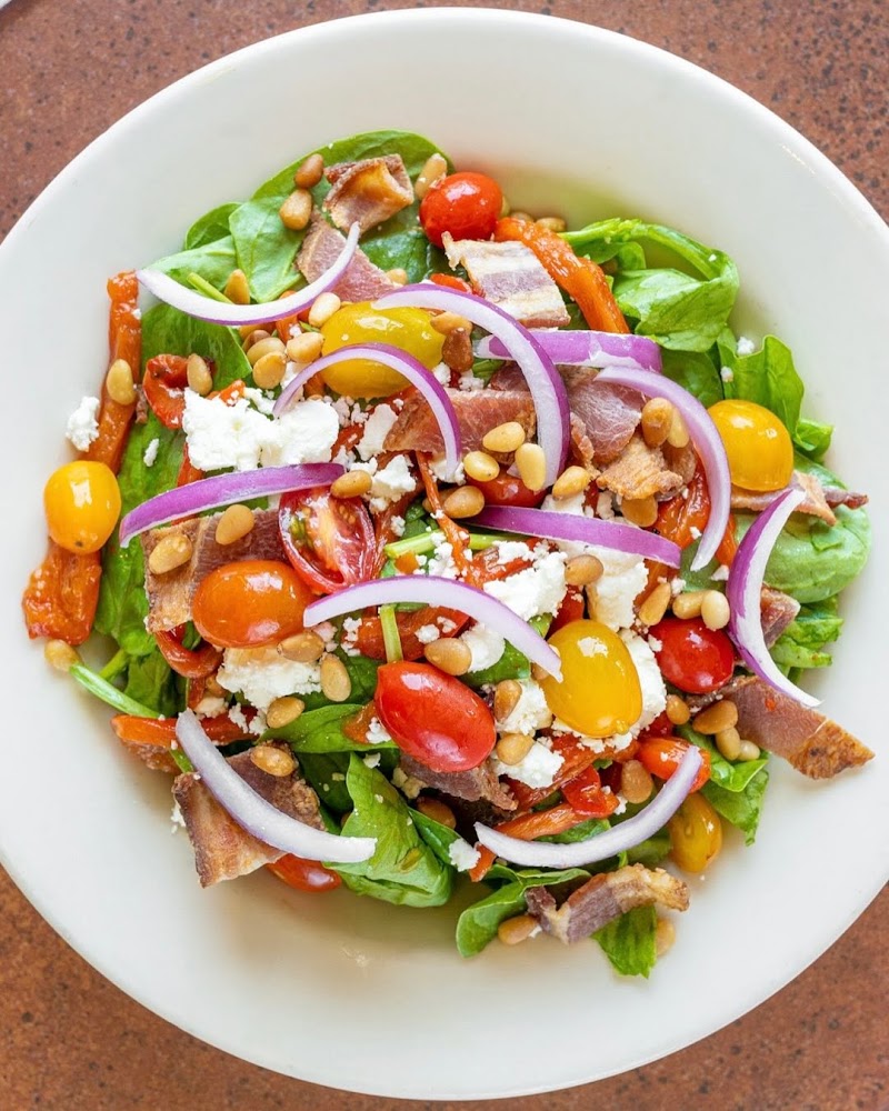 Vibrant spinach salad, loaded