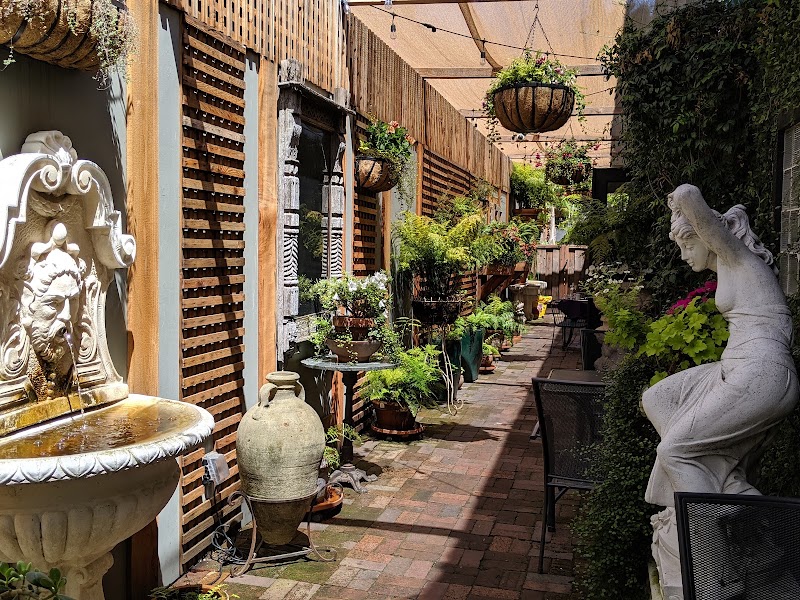 Lush garden patio oasis