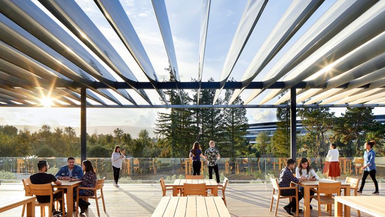 Sunlit rooftop terrace seating