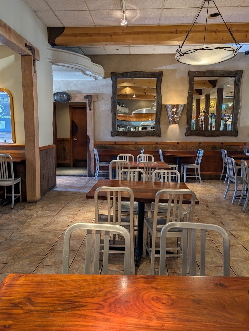 Warm, relaxed dining room