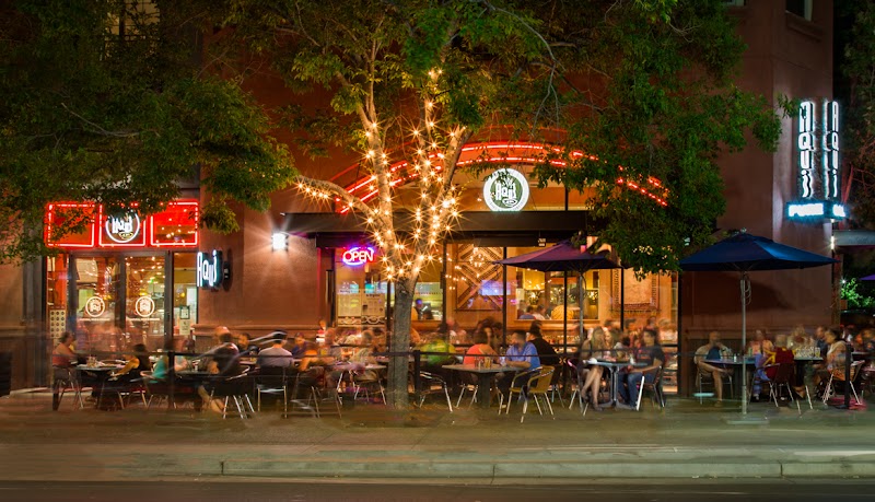 Vibrant outdoor dining scene