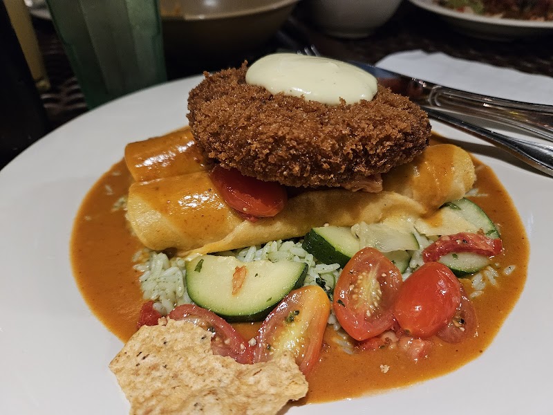 Crab cake enchilada plate