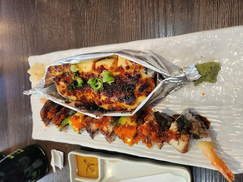 Torched specialty roll, artful presentation