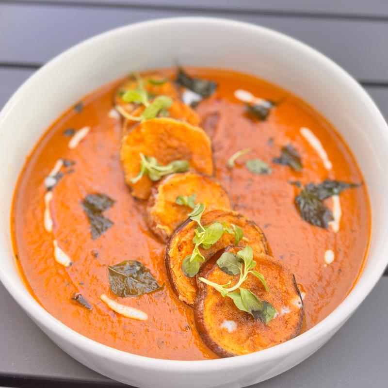 Rich eggplant curry bowl