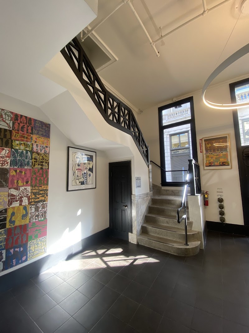 Welcoming art-filled office lobby