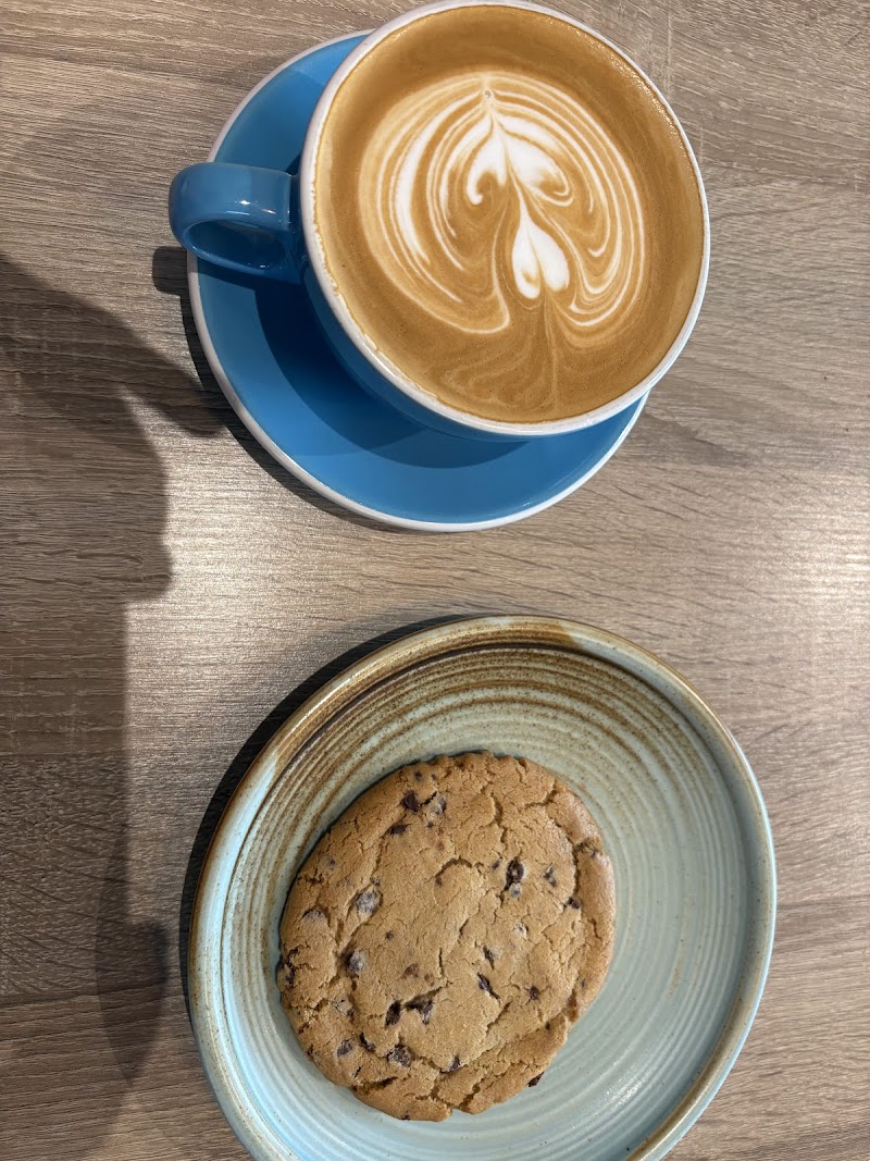 Latte and chocolate chip cookie