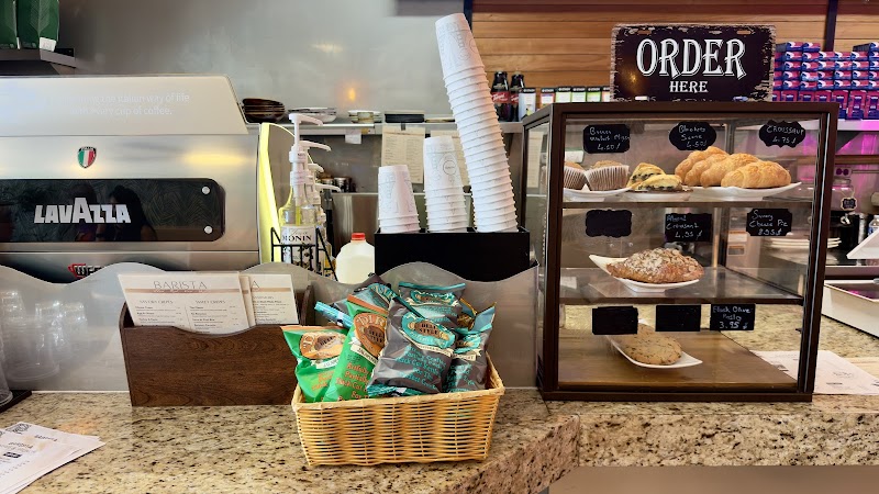 Order counter, fresh pastries ready