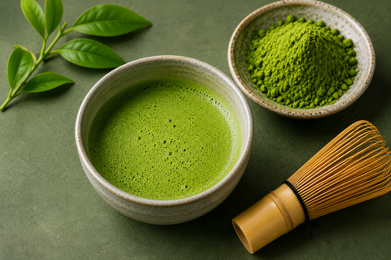 Vibrant matcha, whisked to order
