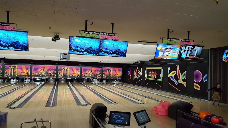 Colorful lanes with modern screens