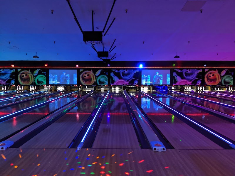 Vibrant cosmic bowling atmosphere