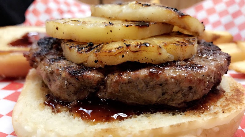 Grilled pineapple burger close-up