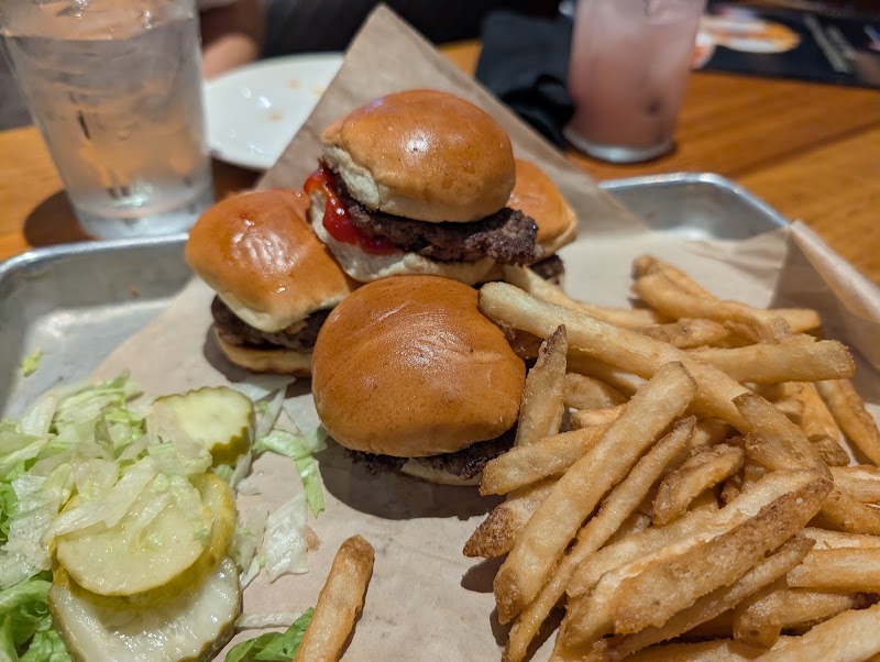 Mini burgers with crispy fries
