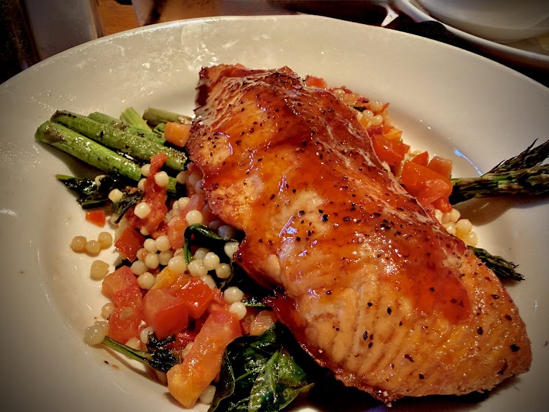 Fresh salmon, roasted vegetables