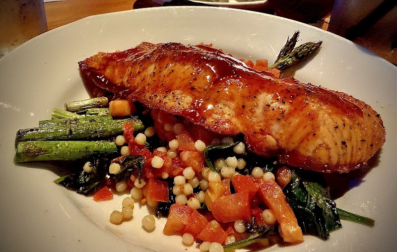 Glazed Atlantic salmon plate