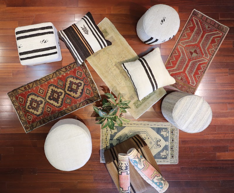 Turkish rugs and poufs