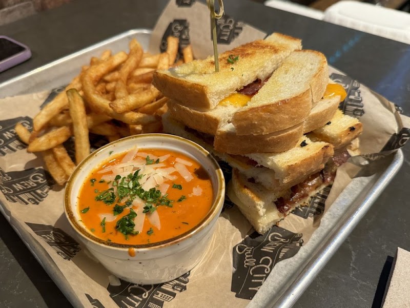 Grilled cheese, fries, tomato soup