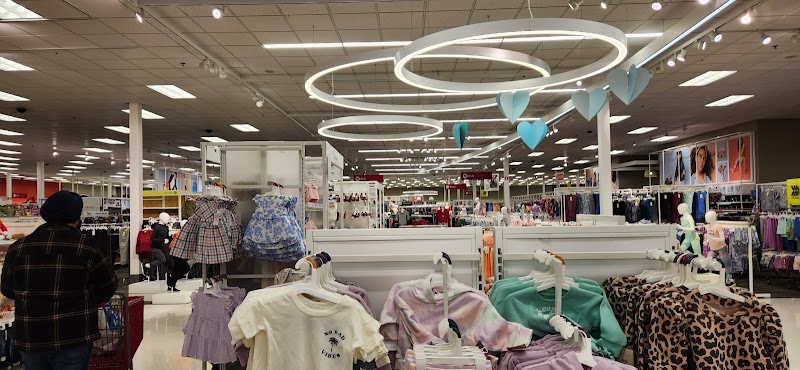 Bright clothing department, wide aisles