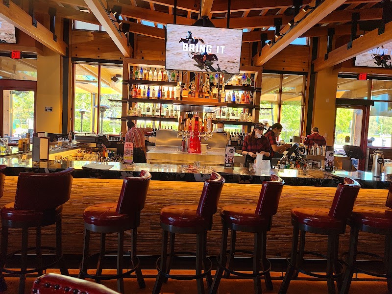 Warm full-service bar area