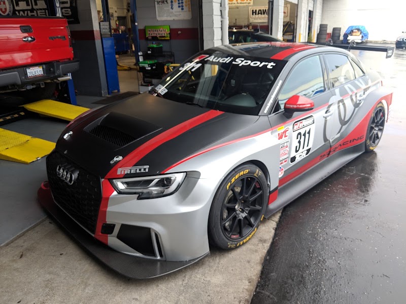 Race-prepped Audi in shop