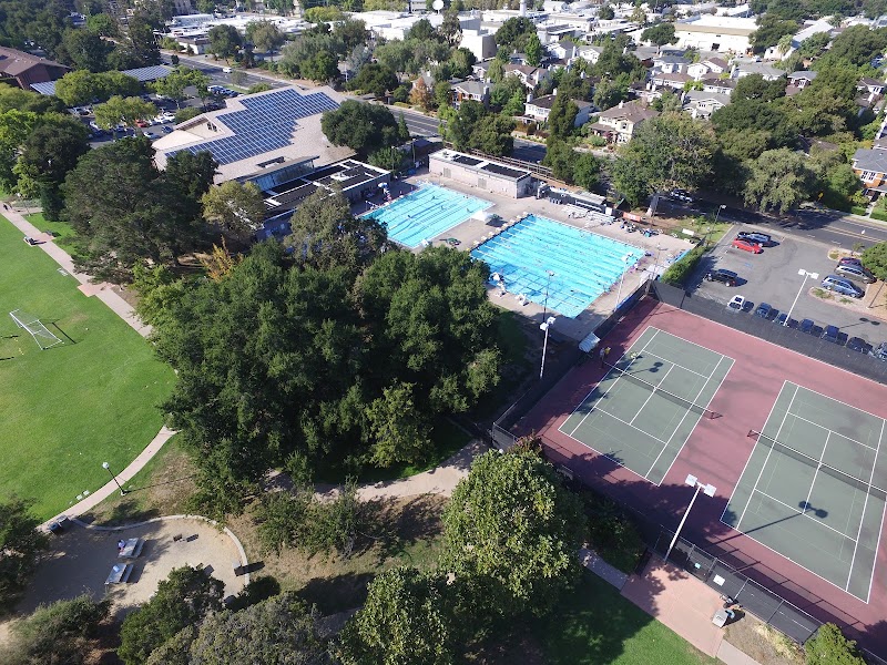 Pool and courts aerial view