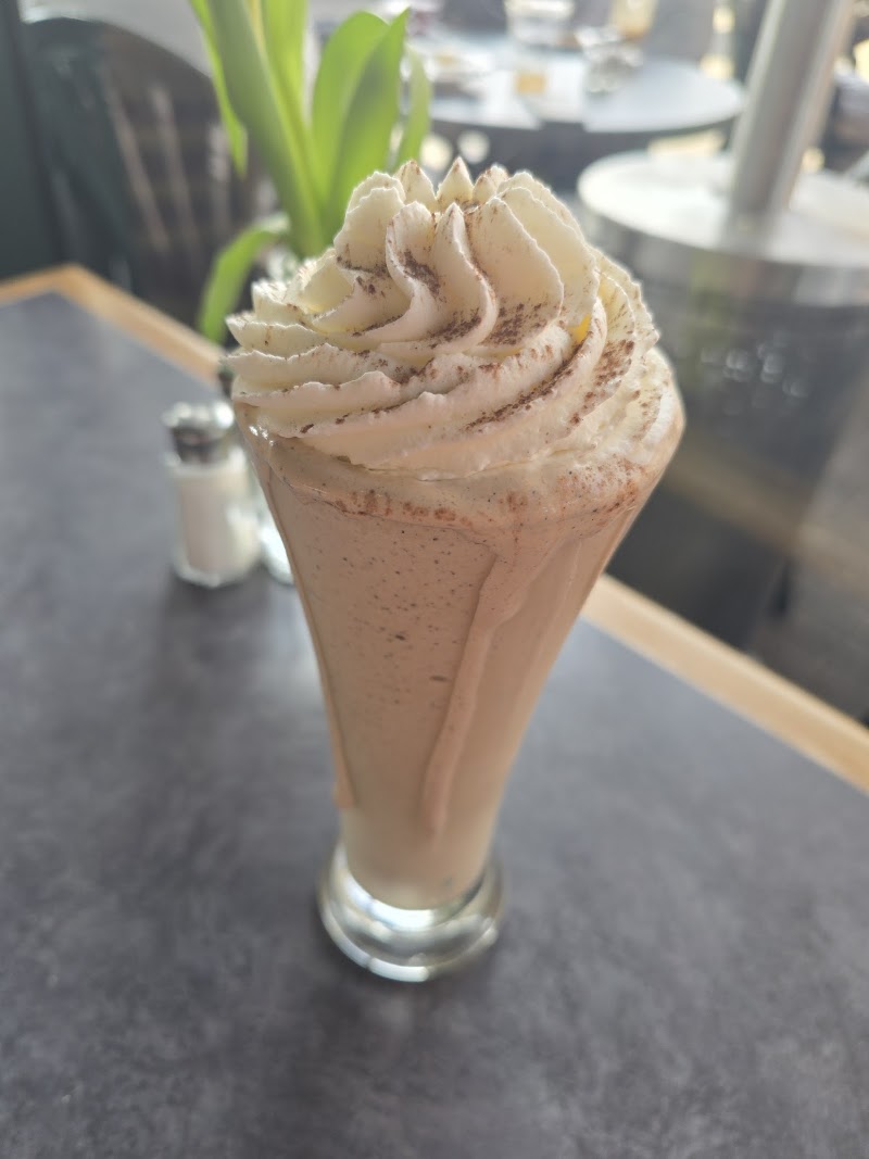 Frosted mocha, whipped cream