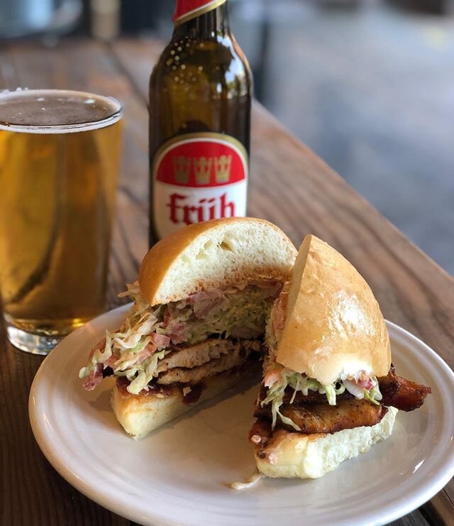 Hearty sandwich and beer