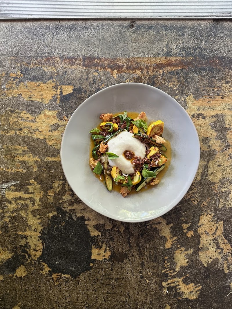 Delicate burrata, seasonal vegetables