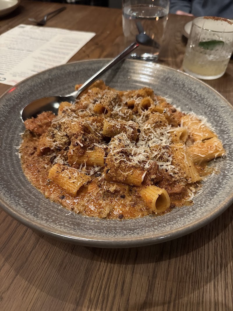 Hearty rigatoni, generous parmesan