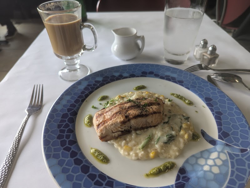 Seared fish, creamy risotto