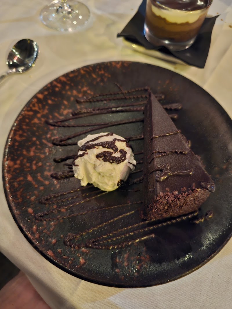Chocolate cake, whipped cream