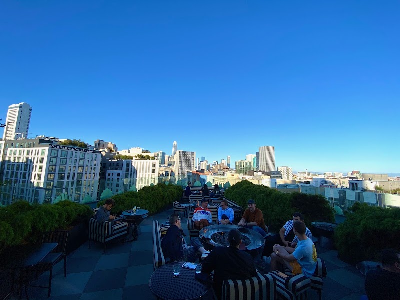Open rooftop city panorama
