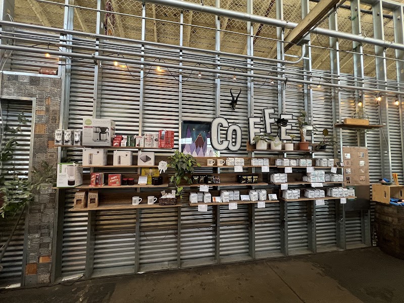 Retail shelves stocked with coffee