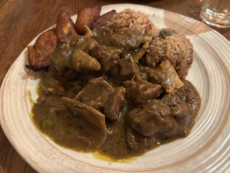 Rich curried goat plate