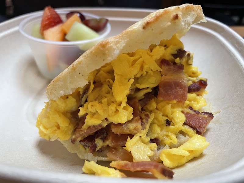 Hearty breakfast sandwich served