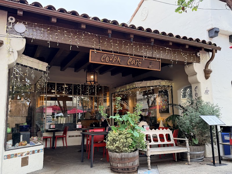 Warm cafe entrance