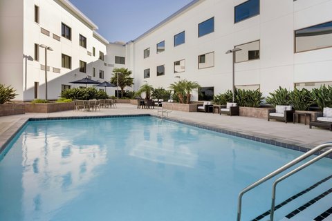 Sunny outdoor pool area