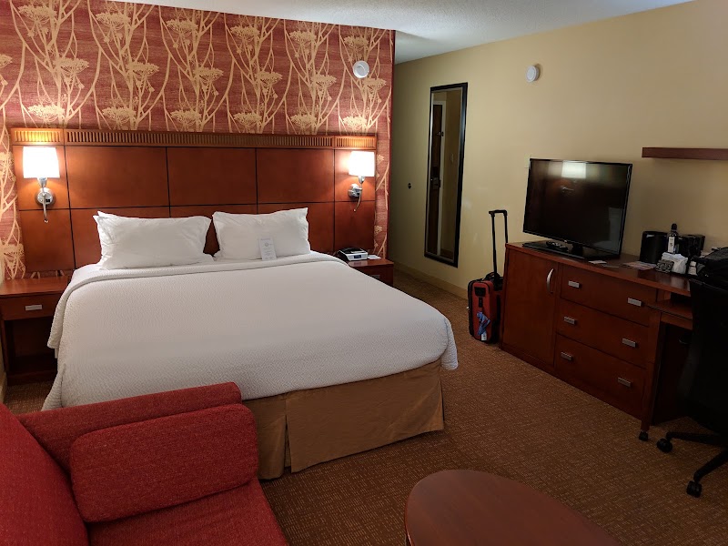 Warm, well-appointed guest room