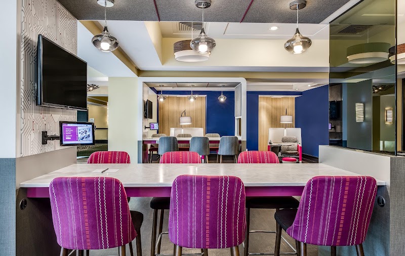 Vibrant collaborative workspace lounge