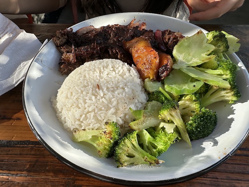 Hearty plate, rice and greens
