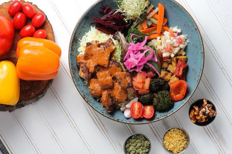 Vibrant paneer bowl, fresh ingredients