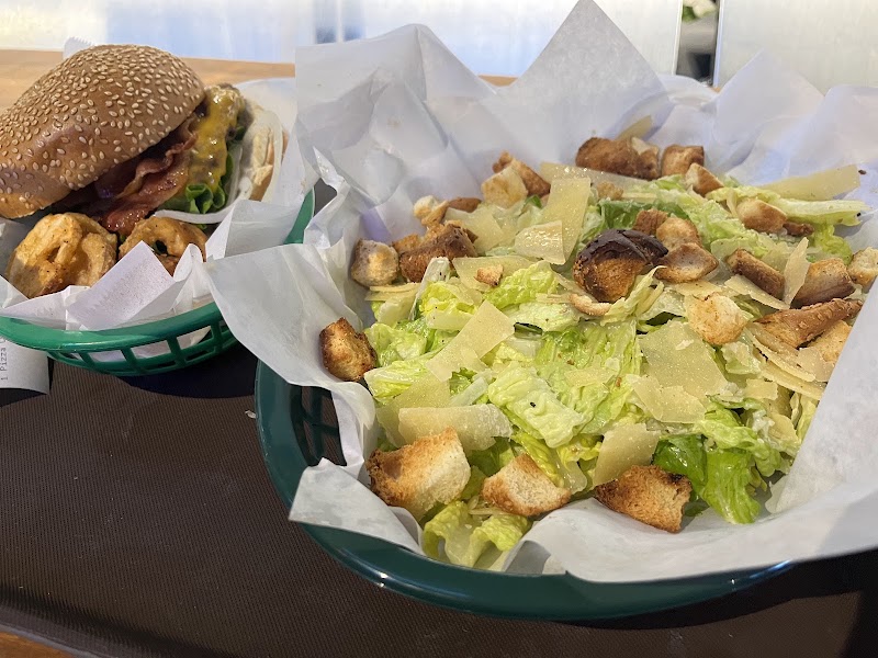Burgers, salad, and sides