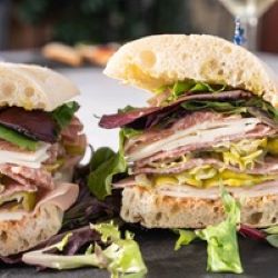 Stacked Italian deli sandwich
