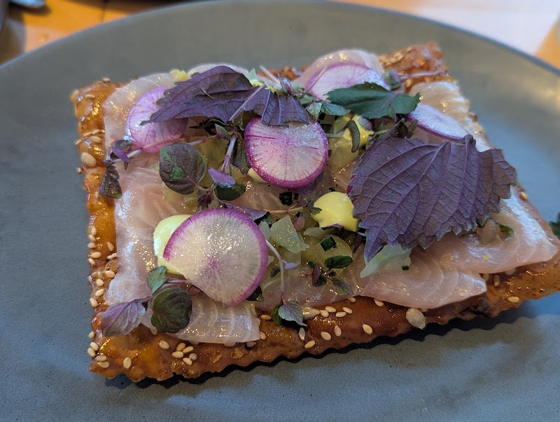 Kampachi crudo, beautifully composed