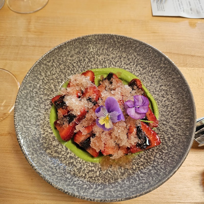 Strawberry dessert, floral finish