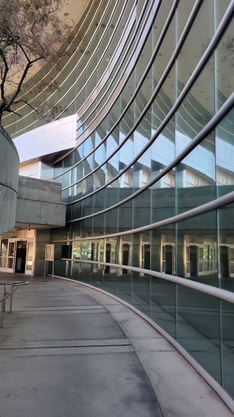 Curved glass facade entrance