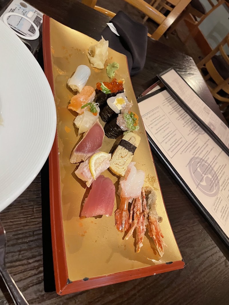 Varied nigiri platter, golden tray