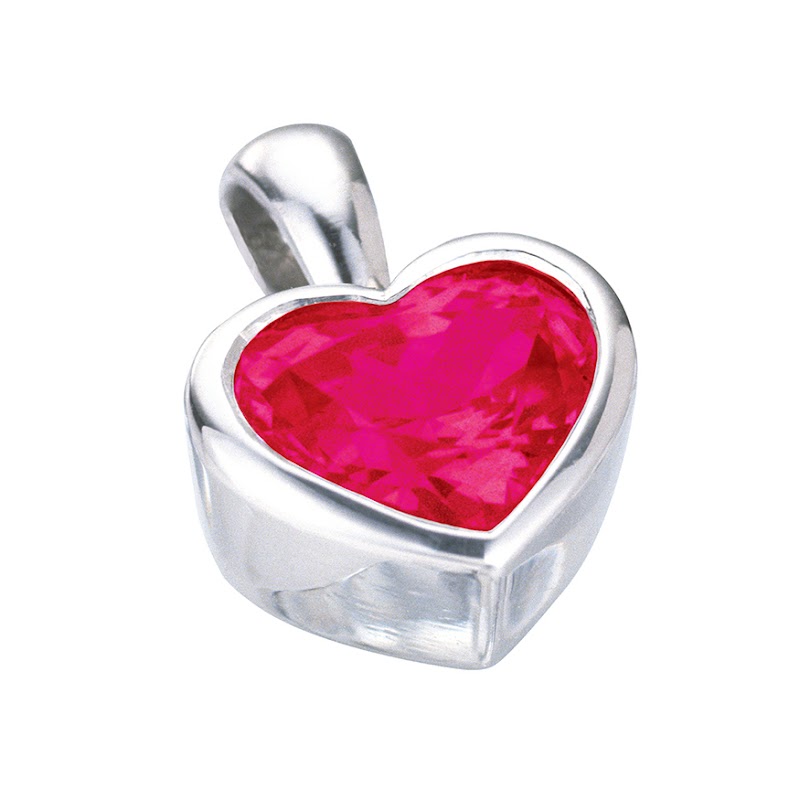Heart ruby silver pendant
