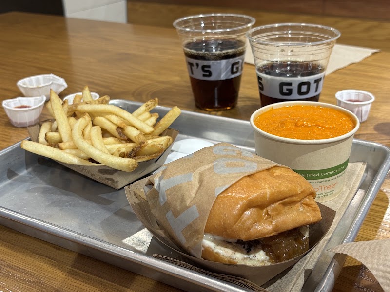 Burger, fries, cold drinks