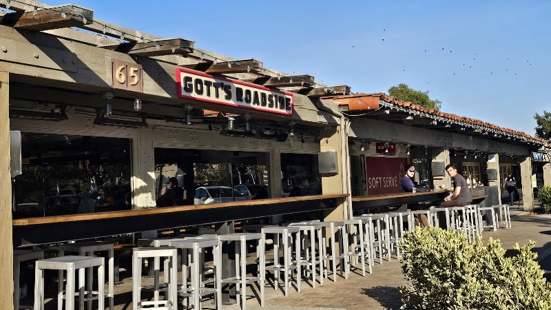 Sunny roadside patio seating